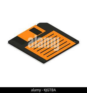 Floppy disk icon isolated on white background. Element for the design of digital devices and computer accessories. Flat 3d isometric style, vector ill Stock Vector