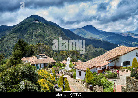 view from Cerro de Monserrate to Cerro de Guadalupe with way of the cross, Bogota, Colombia, South America Stock Photo