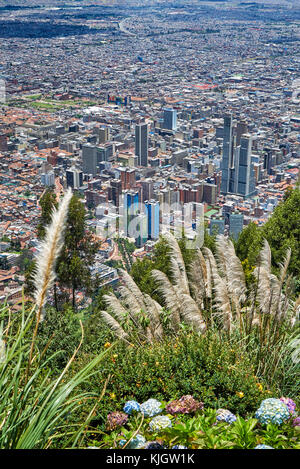 birds eye view from mount Cerro de Monserrate onto Bogota, Colombia, South America Stock Photo