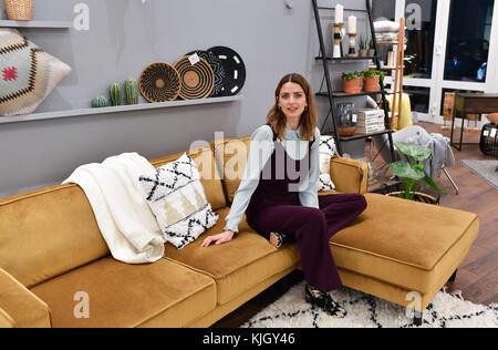 Berlin, Germany. 23rd Nov, 2017. Model Eva Padberg presents her new 'Collection by Ce'Nou & Home24' in Berlin, Germany, 23 November 2017. It is the second interior collection which she has designed. Credit: Jens Kalaene/dpa-Zentralbild/ZB/dpa/Alamy Live News Stock Photo