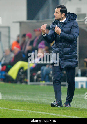 Pilsen, Czech Republic. 23rd Nov, 2017. FCSB head coach Nicolae Dica during the 5th round, Football European League match FC Viktoria Pilsen vs FC Steaua Bucurest (FCSB) in Pilsen, Czech Republic, November 23, 2017. Credit: Miroslav Chaloupka/CTK Photo/Alamy Live News Stock Photo