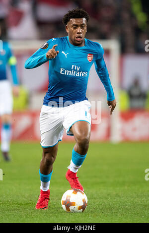 Arsenal's Alex Iwobi in action during the Europa league group phase soccer match between 1. FC Cologne and FC Arsenal in Cologne, Germany, 23 November 2017. Photo: Marius Becker/dpa Stock Photo