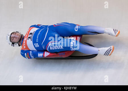 Winterberg, Germany. 25th Nov, 2017. Stepan Fedorov from Russia in action at the Men's Singles event of the IBSF World Cup in Winterberg, Germany, 25 November 2017. Credit: Marcel Kusch/dpa/Alamy Live News Stock Photo