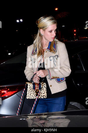 West Hollywood, California, USA. 24th November, 2017. Nicky Hilton leaving Craigs Restaurant. She was sporting a Gucci blazer, coupled with a Gucci purse, some blue jeans and black pumps Credit: Vernon Lamb/Alamy Live News Stock Photo