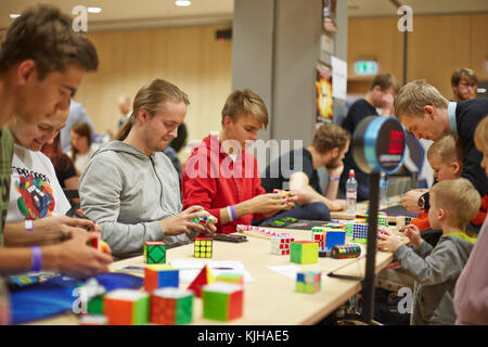 Riga, Latvia. 25th Nov, 2017. Ready, set, throw the dice - board game enthusiasts from the Baltic States have gathered in Riga, Latvia, 25 November 2017. More than 130 'The Settlers of Catan' players from Estonia, Latvia and Lithuania searched for the champion for the popular German board game at Latvia's national library. Credit: Alexander Welscher/dpa/Alamy Live News Stock Photo