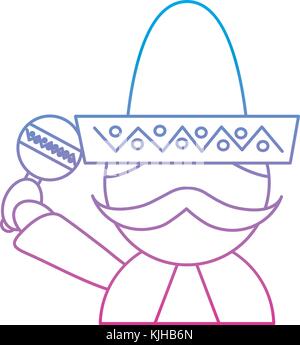 cartoon mexican man holding maraca with a sombrero and poncho Stock ...