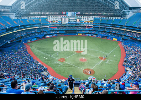 Rogers Centre (originally known as SkyDome) is a multi-purpose stadium in downtown Toronto, Ontario, Canada situated next to the CN Tower near the sho Stock Photo