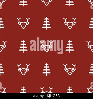 Dark red new year simple icon vector pattern. Stock Vector