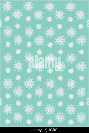 White festive snowflake pattern on a turquoise background Stock Vector