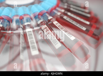 Lab equipment centrifuging blood. Concept image of a blood test. Stock Photo