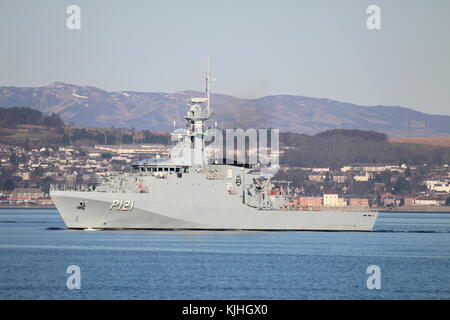 NaPaOc Apa (P121), an Amazonas-class corvette of the Brazilian Navy, off Greenock on the Firth of Clyde. Stock Photo