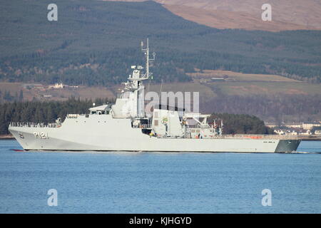 NaPaOc Apa (P121), an Amazonas-class corvette of the Brazilian Navy, off Greenock on the Firth of Clyde. Stock Photo