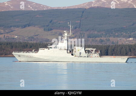 NaPaOc Apa (P121), an Amazonas-class corvette of the Brazilian Navy, off Greenock on the Firth of Clyde. Stock Photo