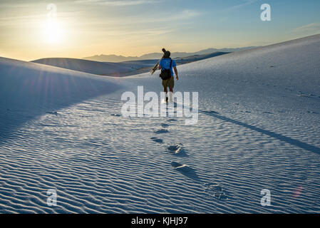 The unique and beautiful White Sands National Monument in New Mexico.This gypsum dune field is the largest of its kind in the world. Located in Southe Stock Photo