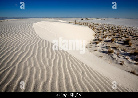 The unique and beautiful White Sands National Monument in New Mexico.This gypsum dune field is the largest of its kind in the world. Located in Southe Stock Photo