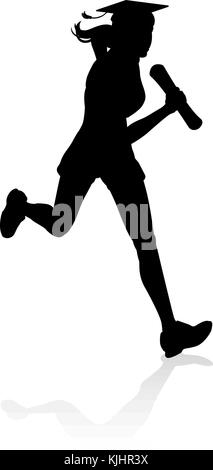 Graduate Running Race Education Concept Stock Vector