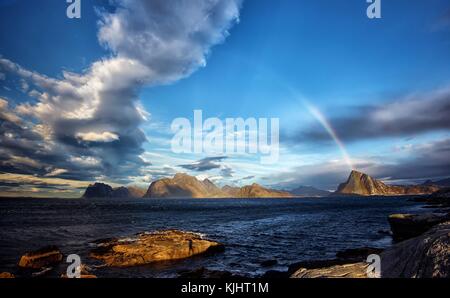 Shot from Myrland in Flakstad island, Lofoten . Stock Photo