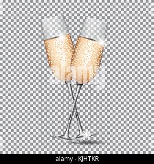 Glass of Champagne on Transparent Background Vector Illustration Stock Vector