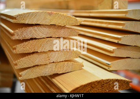 A stack of ready sawn boards close-up Stock Photo