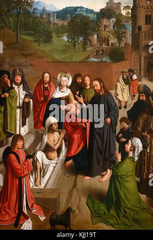 Louvre museum. The resurrection of Lazarus. Geertgen tot Sint Jans or Gerard de Saint Jean, c. 1480. France. Stock Photo