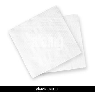 White Square Bar Napkin Isolated on White Background Stock Photo