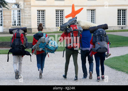 FRAT catholic youth camp. Arrivals. France. Stock Photo