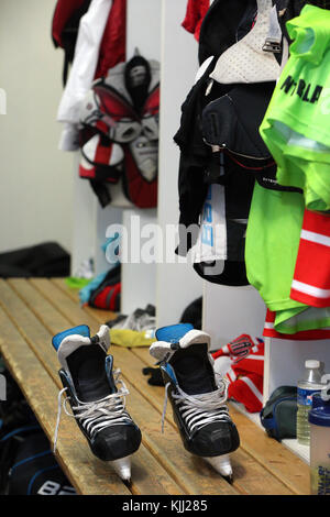 Ice Hockey. Locker room. France. Stock Photo