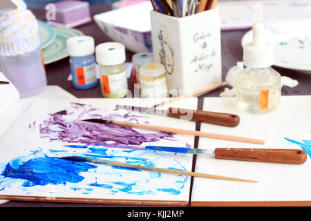 Paint brushes.  France. Stock Photo