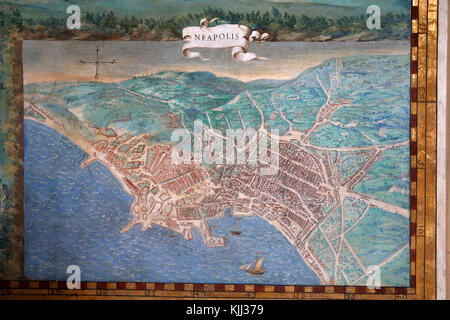 Vatican museums, Rome. Detail of a map in the gallery of maps. Italy. Stock Photo