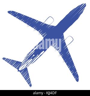 Airplane top view. Vector illustration airplane. Airline Concept Travel Passenger plane. Icon of Jet commercial airplane isolated on a white background. Stock Vector