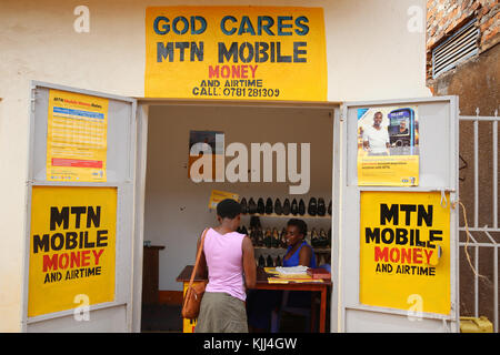 Mobile money booth. Uganda Stock Photo