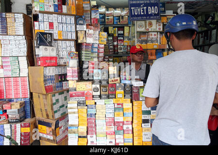 Cigarettes and Tobacco for sale.  Ho Chi Minh City.  Vietnam. Stock Photo
