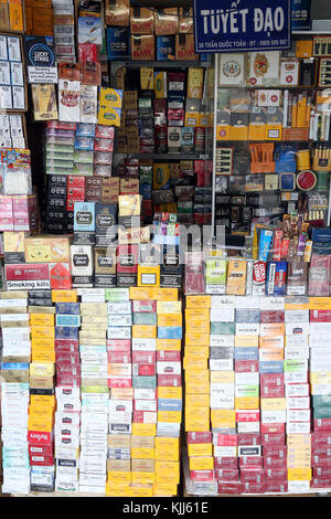 Cigarettes and Tobacco for sale.  Ho Chi Minh City.  Vietnam. Stock Photo