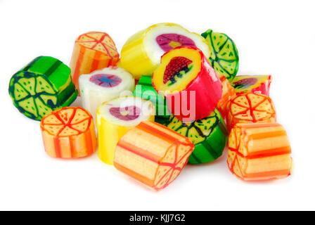 closeup of the rainbow candies isolated on white Stock Photo