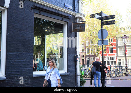The chic boutiques on Huidenstraat, in the Nine Streets - De 9 Straatjes, in Amsterdam, in the Netherlands Stock Photo