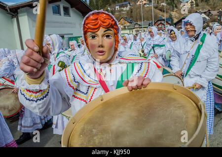 Experience the legendary Aussee Carnival in Austria: traditional carnival costumes and customs are the hallmarks of this fantastic event in February. Stock Photo