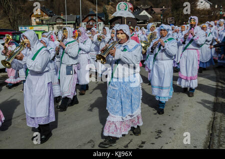 Experience the legendary Aussee Carnival in Austria: traditional carnival costumes and customs are the hallmarks of this fantastic event in February. Stock Photo