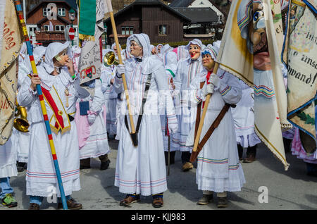 Experience the legendary Aussee Carnival in Austria: traditional carnival costumes and customs are the hallmarks of this fantastic event in February. Stock Photo