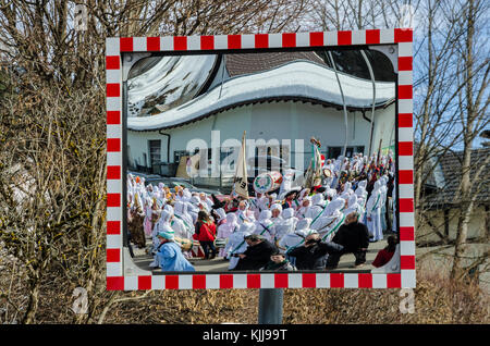 Experience the legendary Aussee Carnival in Austria: traditional carnival costumes and customs are the hallmarks of this fantastic event in February. Stock Photo