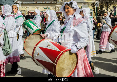 Experience the legendary Aussee Carnival in Austria: traditional carnival costumes and customs are the hallmarks of this fantastic event in February. Stock Photo