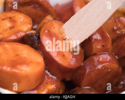 Currywurst at the Manchester Christmas Markets today Stock Photo