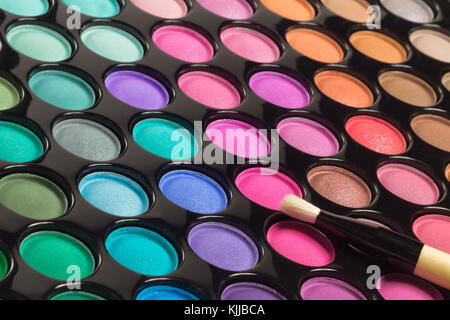 Closeup of colorful eyeshadow makeup palette Stock Photo