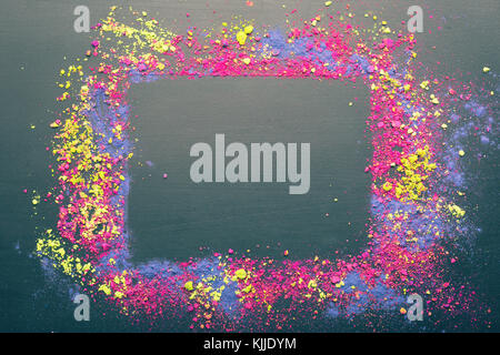 Colorful Indian Holi dyes frame Stock Photo