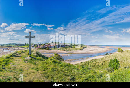 Alnmouth village over looking the estuary in Northumberland Stock Photo