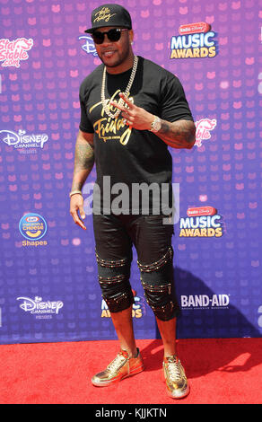 LOS ANGELES, CA - APRIL 30: Flo-Rida arrives at the 2016 Radio Disney Music Awards at Microsoft Theater on April 30, 2016 in Los Angeles, California.  People:  Flo-Rida Stock Photo