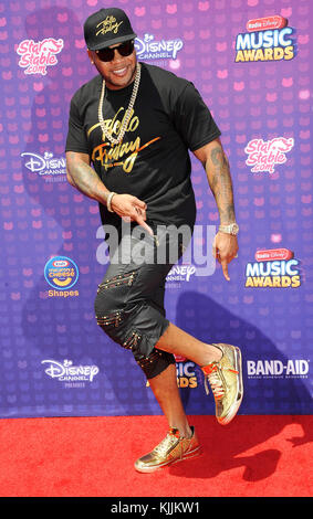 LOS ANGELES, CA - APRIL 30: Flo-Rida arrives at the 2016 Radio Disney Music Awards at Microsoft Theater on April 30, 2016 in Los Angeles, California.  People:  Flo-Rida Stock Photo