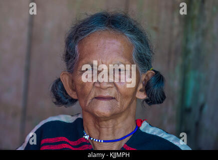 Portrait of a woman from the Cotu Minority in Quang Nam Vietnam Stock Photo
