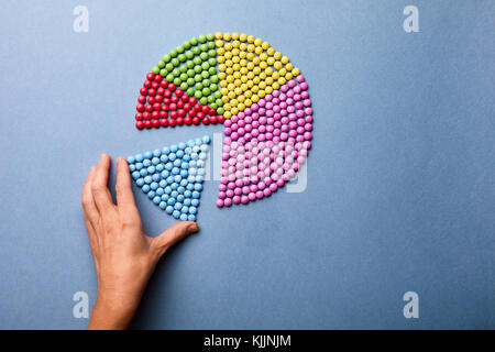 Hand and pie chart Stock Photo