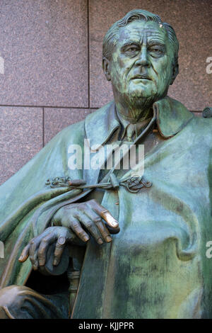 Close-up of FDR statue at Franklin Delano Roosevelt Memorial, Washington, D.C., United States of America, USA. Stock Photo