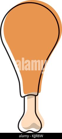 chicken thigh in watercolor silhouette on white background Stock Vector